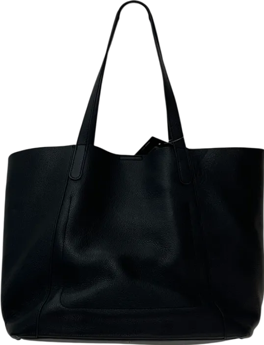 Accessorize Black Large Pebble Leather Tote Bag