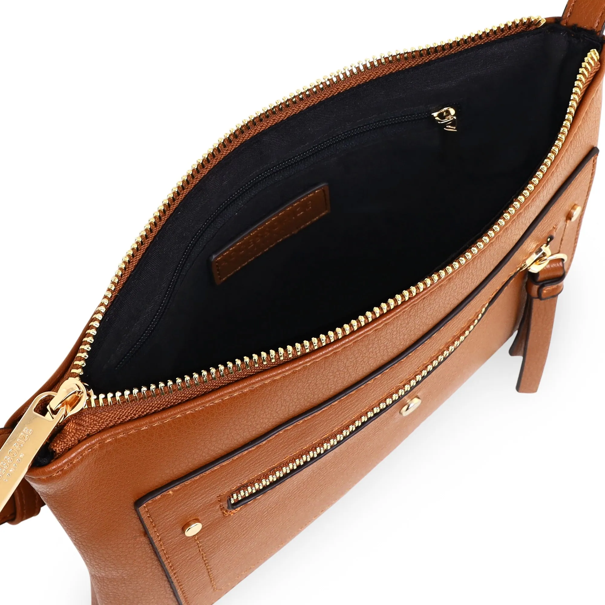 Accessorize London Women's Faux Leather Tan Ellie Sling Bag
