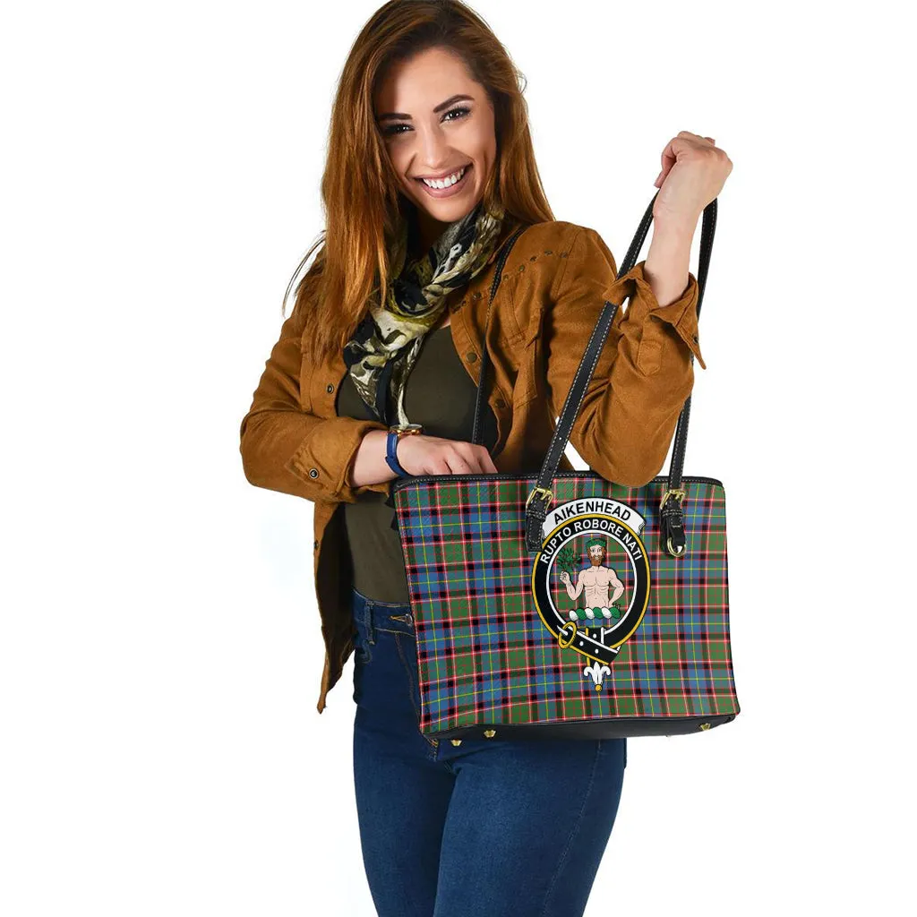Aikenhead Tartan Leather Tote Bag with Family Crest