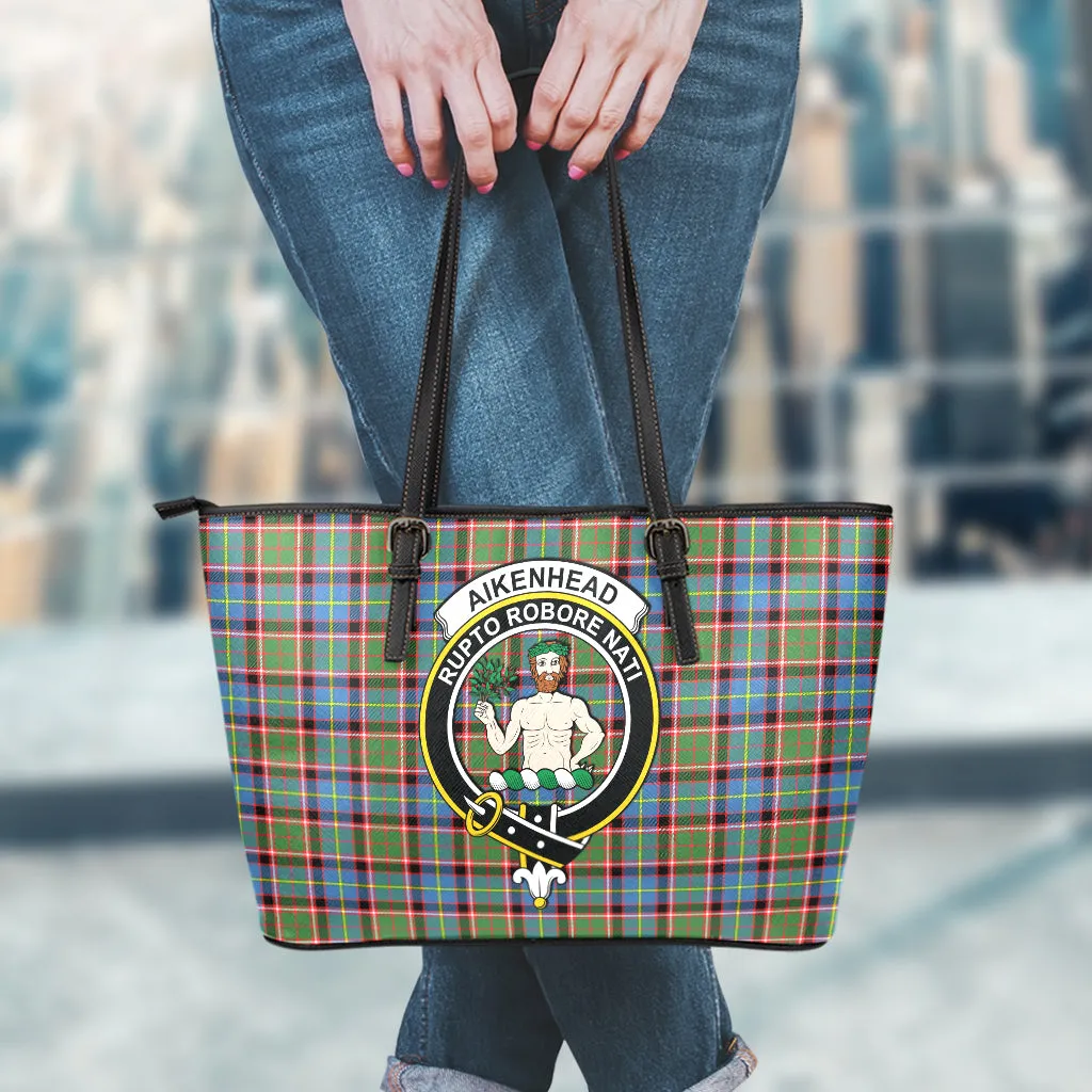 Aikenhead Tartan Leather Tote Bag with Family Crest