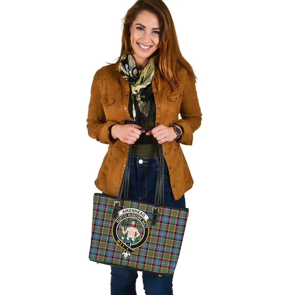 Aikenhead Tartan Leather Tote Bag with Family Crest