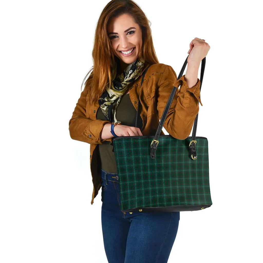 Armagh County Ireland Tartan Leather Tote Bag