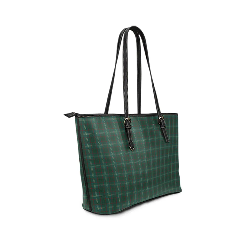 Armagh County Ireland Tartan Leather Tote Bag