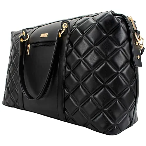 Badgley Mischka Quilted Weekender Bag, Black