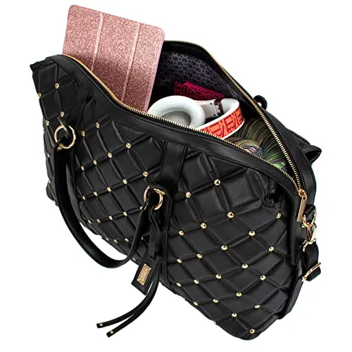 Badgley Mischka Quilted Weekender Bag, Black