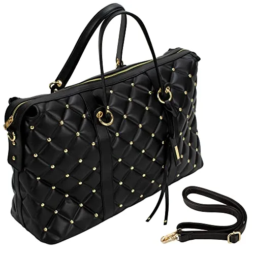 Badgley Mischka Quilted Weekender Bag, Black