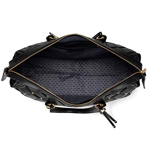 Badgley Mischka Quilted Weekender Bag, Black