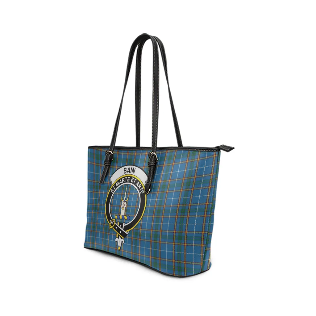 Bain Tartan Leather Tote Bag with Family Crest