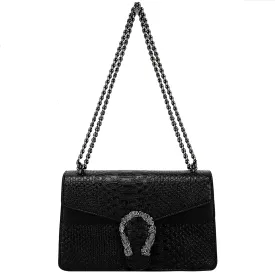 Bealin Women's Crossbody Shoulder Bag Retro Snake Print Square Satchel Handbag Chain Strap Clutch Leather Bag