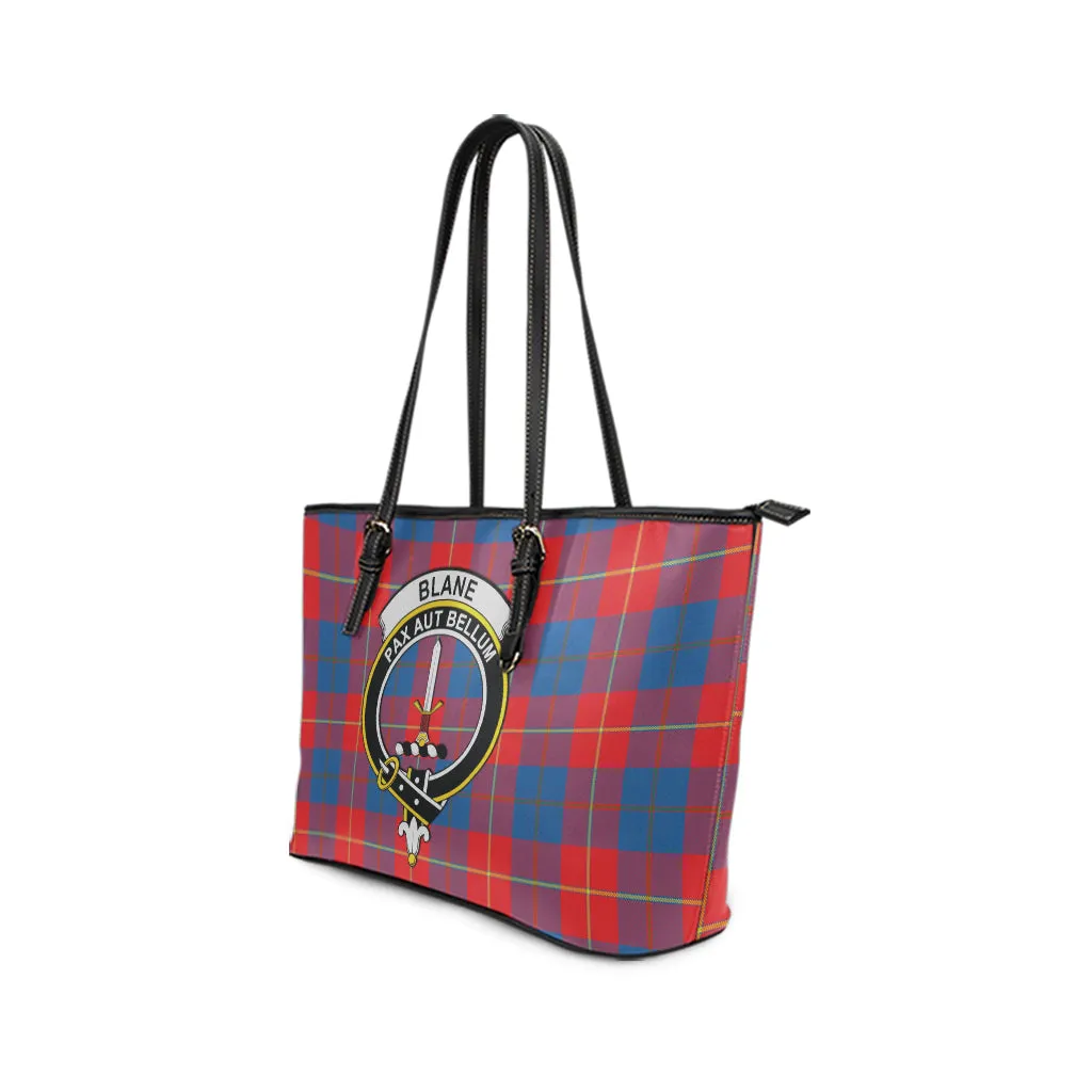 Blane Tartan Leather Tote Bag with Family Crest