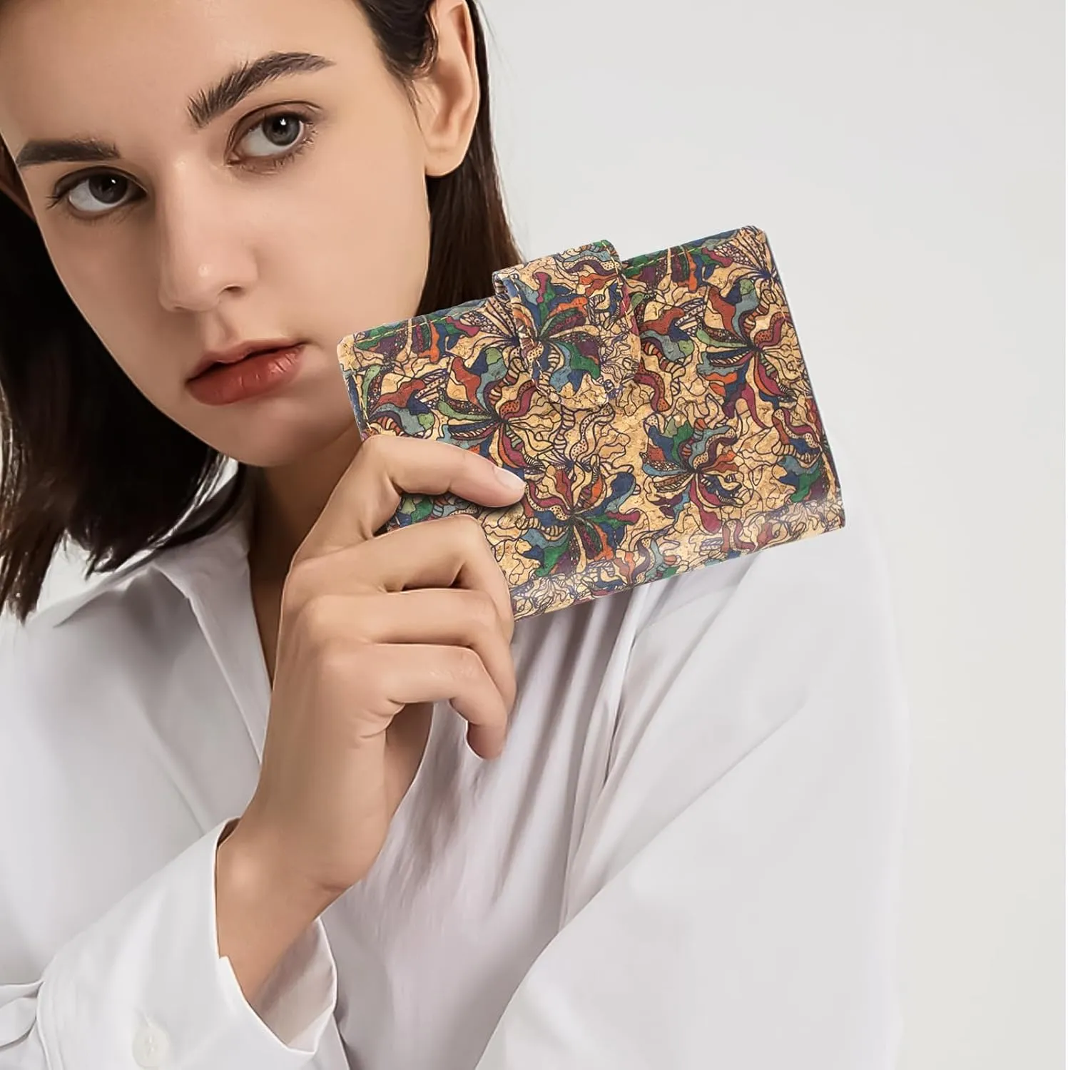 boshiho Vegan Cork Wallet, Womens Purse Slim Zipper Design with Card Holder Coin Pocket Purse Eco-friendly Vegan Gift