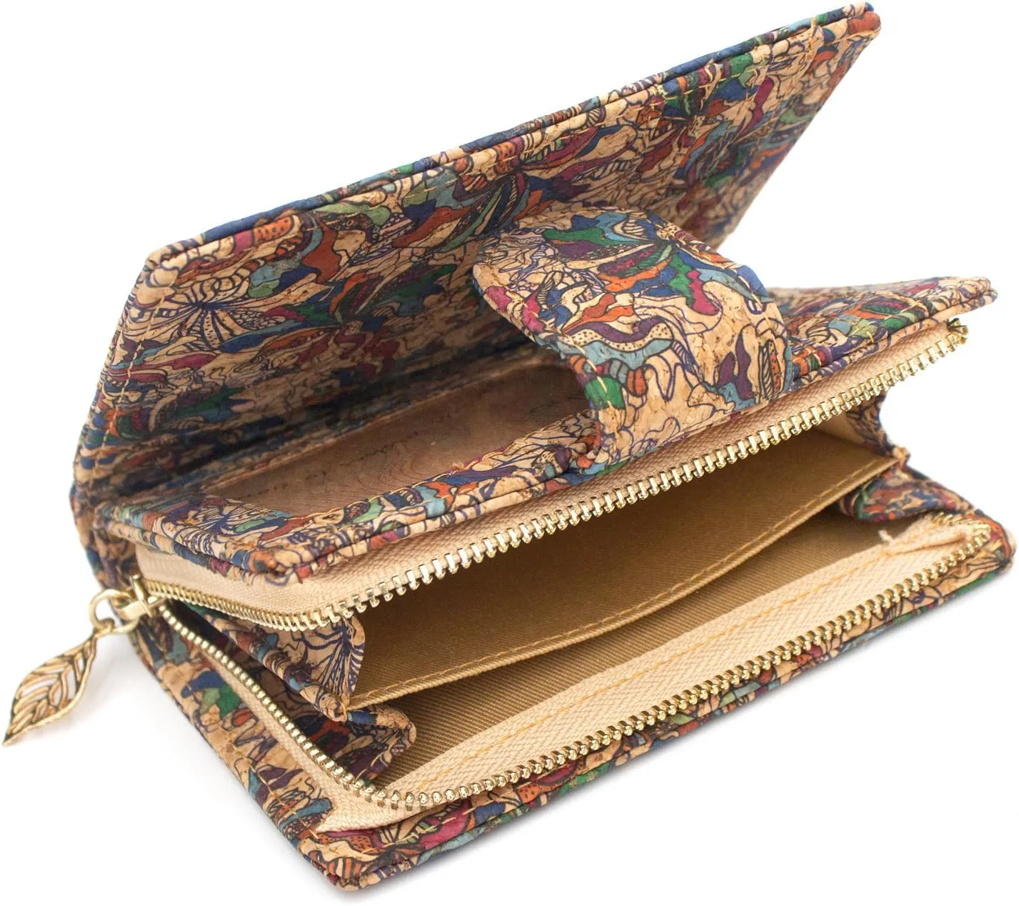 boshiho Vegan Cork Wallet, Womens Purse Slim Zipper Design with Card Holder Coin Pocket Purse Eco-friendly Vegan Gift