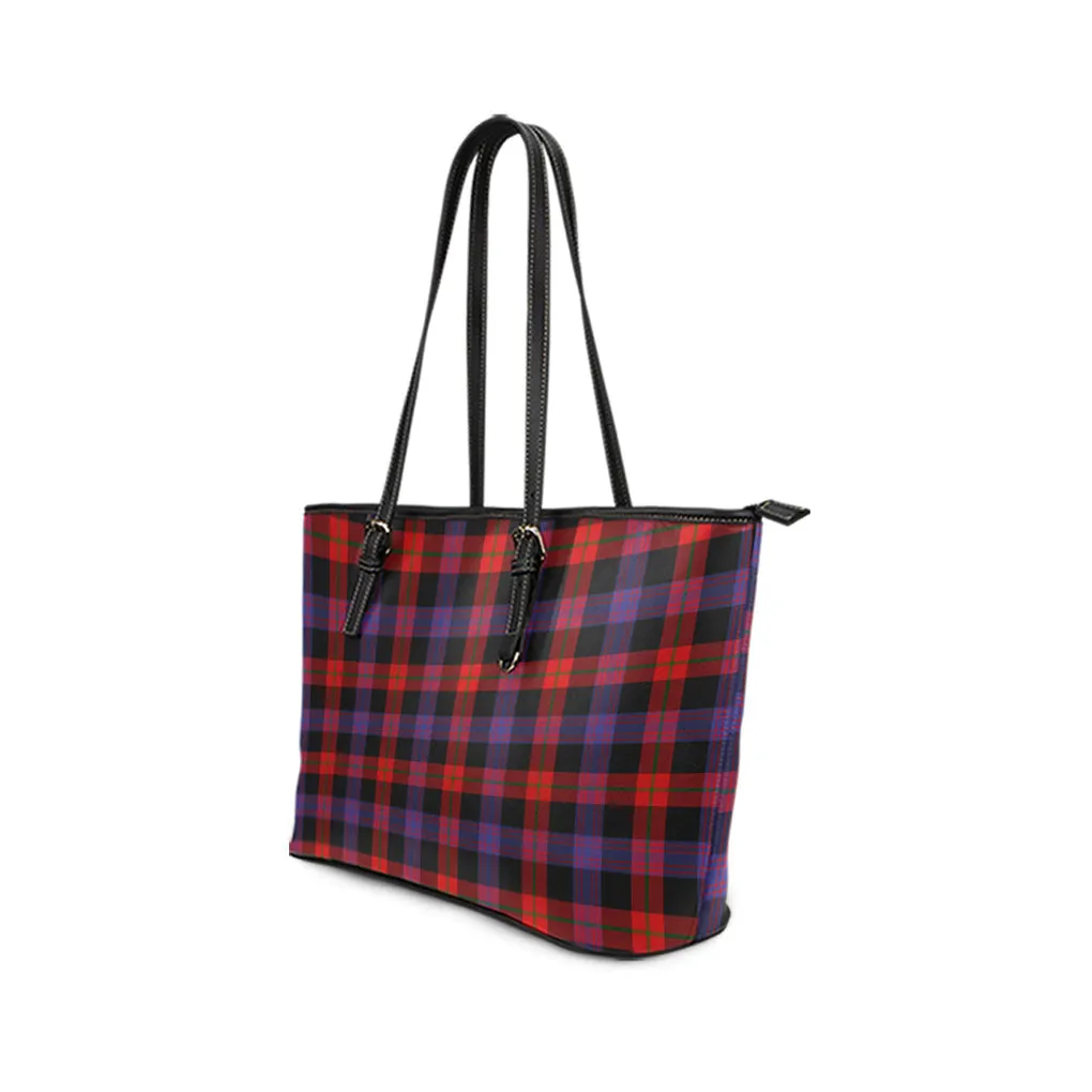 Broun Modern Tartan Leather Tote Bag
