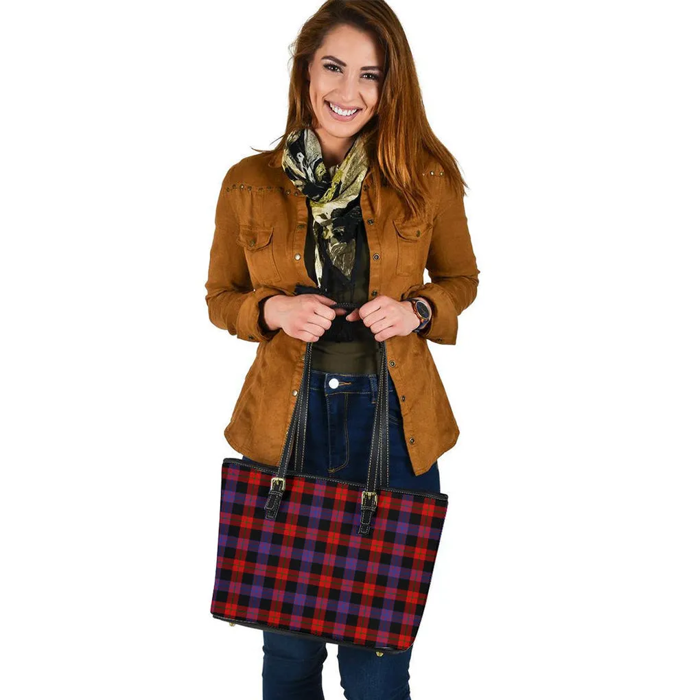 Broun Modern Tartan Leather Tote Bag