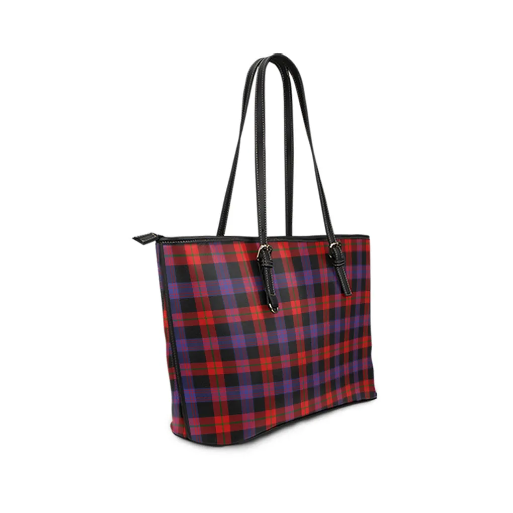 Broun Modern Tartan Leather Tote Bag