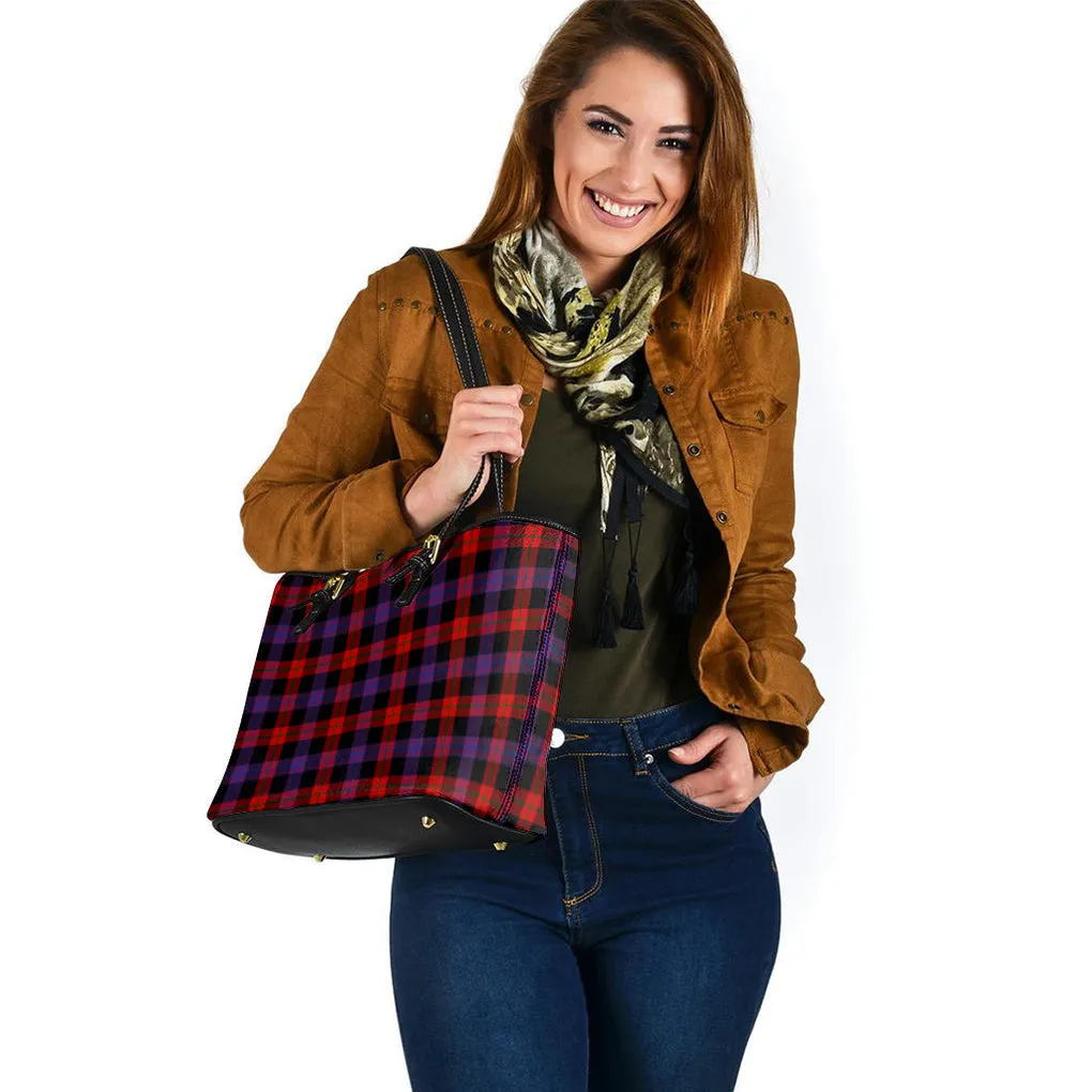 Broun Modern Tartan Leather Tote Bag