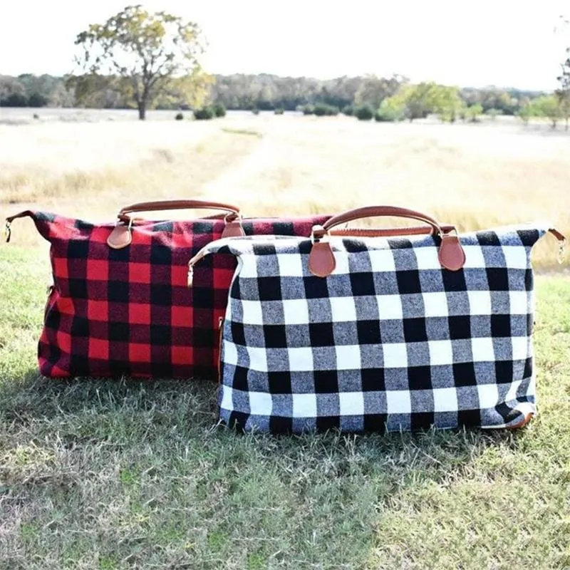 Buffalo Check Tote Weekender Bag Purse