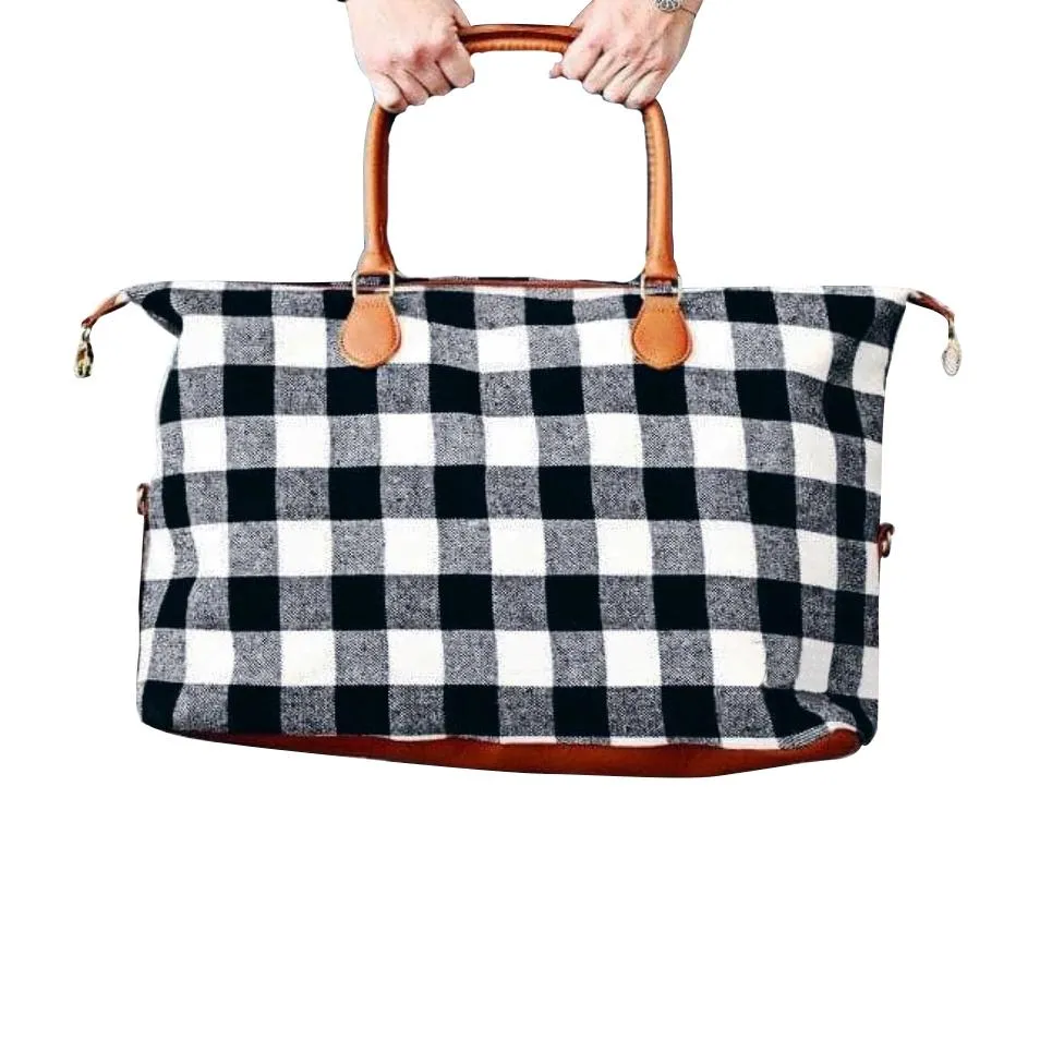 Buffalo Check Tote Weekender Bag Purse