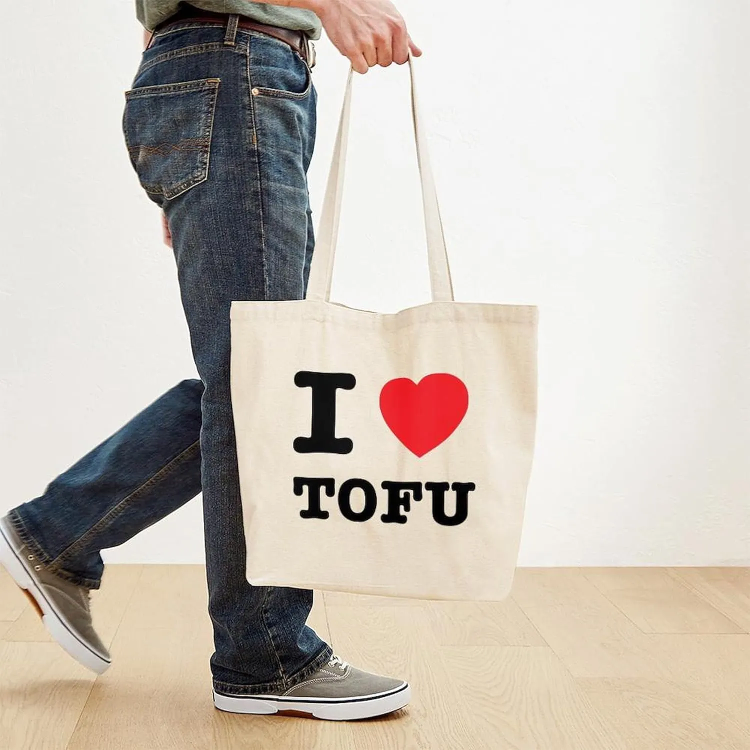 CafePress I Heart Tofu Tote Bag Natural Canvas Tote Bag, Reusable Shopping Bag