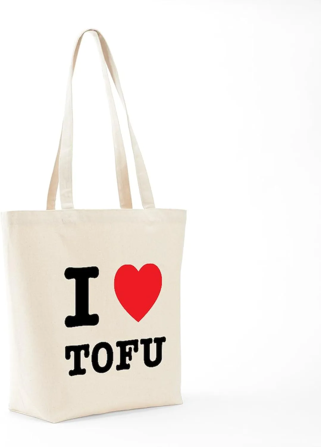 CafePress I Heart Tofu Tote Bag Natural Canvas Tote Bag, Reusable Shopping Bag
