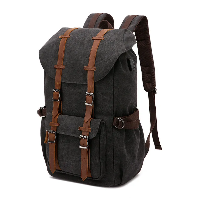 Canvas Travel Backpack With USB Plug Vintage Large Canvas Laptop Backpack Unsiex Canvas School Backpack