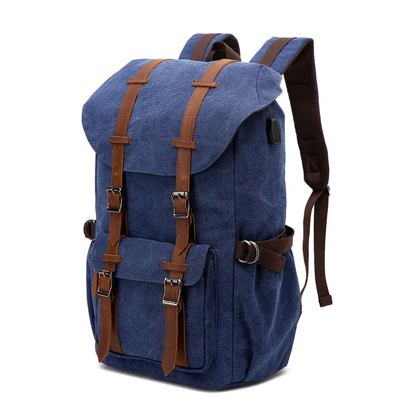 Canvas Travel Backpack With USB Plug Vintage Large Canvas Laptop Backpack Unsiex Canvas School Backpack