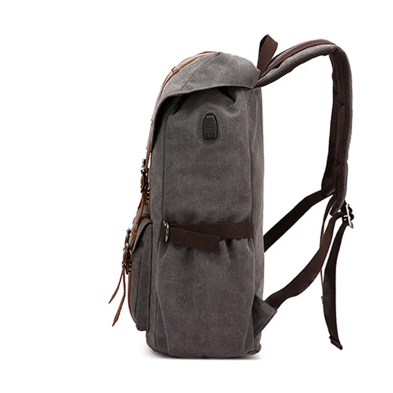 Canvas Travel Backpack With USB Plug Vintage Large Canvas Laptop Backpack Unsiex Canvas School Backpack
