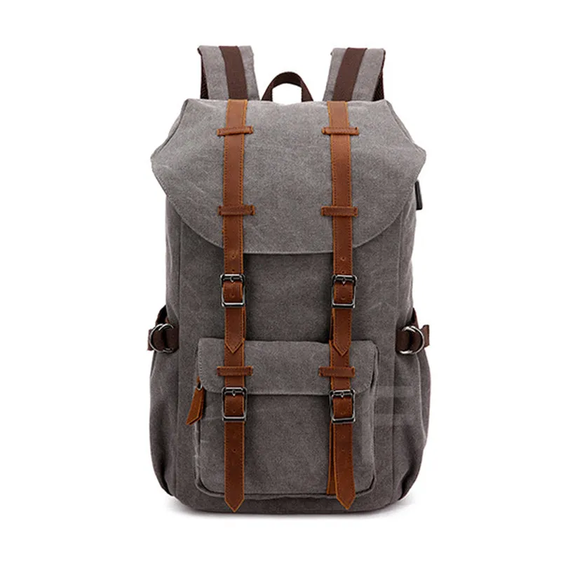 Canvas Travel Backpack With USB Plug Vintage Large Canvas Laptop Backpack Unsiex Canvas School Backpack