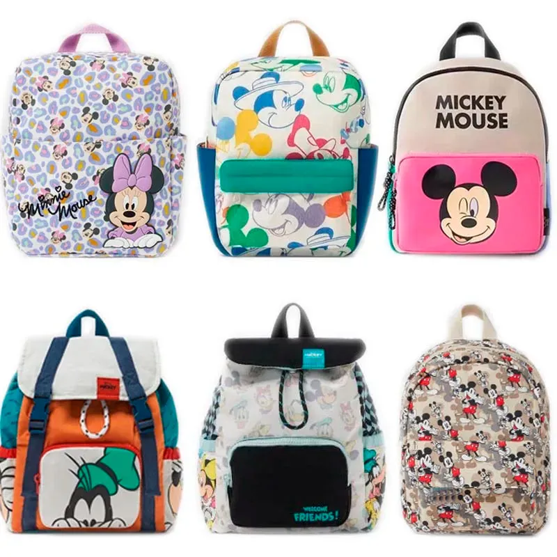 Cartoon Disney Mickey Mouse Backpack Minnie Mouse Canvas School Bag Fashion Large Capacity Backpack Girls