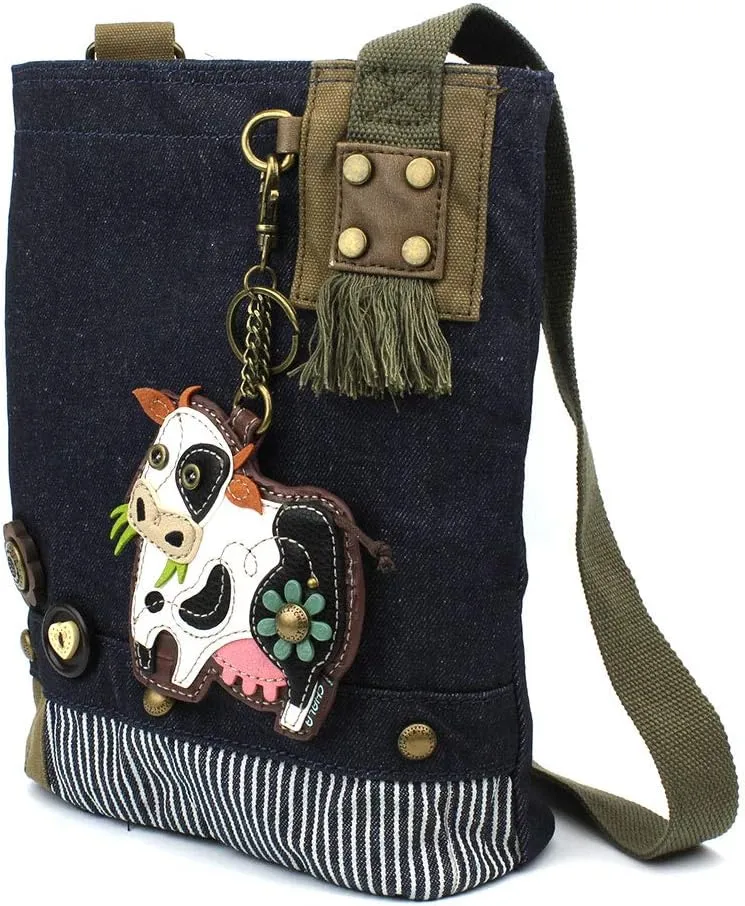 Chala Patch Cross-Body Women Handbag, Blue Denim Canvas Messenger Bag