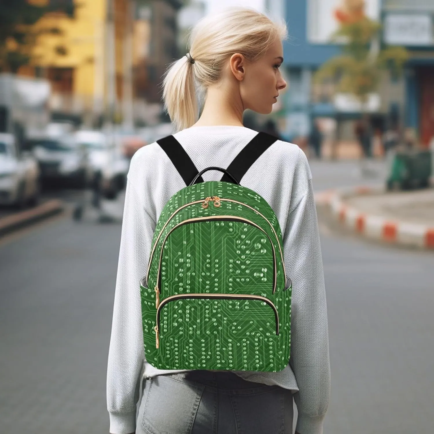 Circuit Board Mini Backpack for Women, Travel Backpack Purse Daypack Shoulder Bag for Ladies
