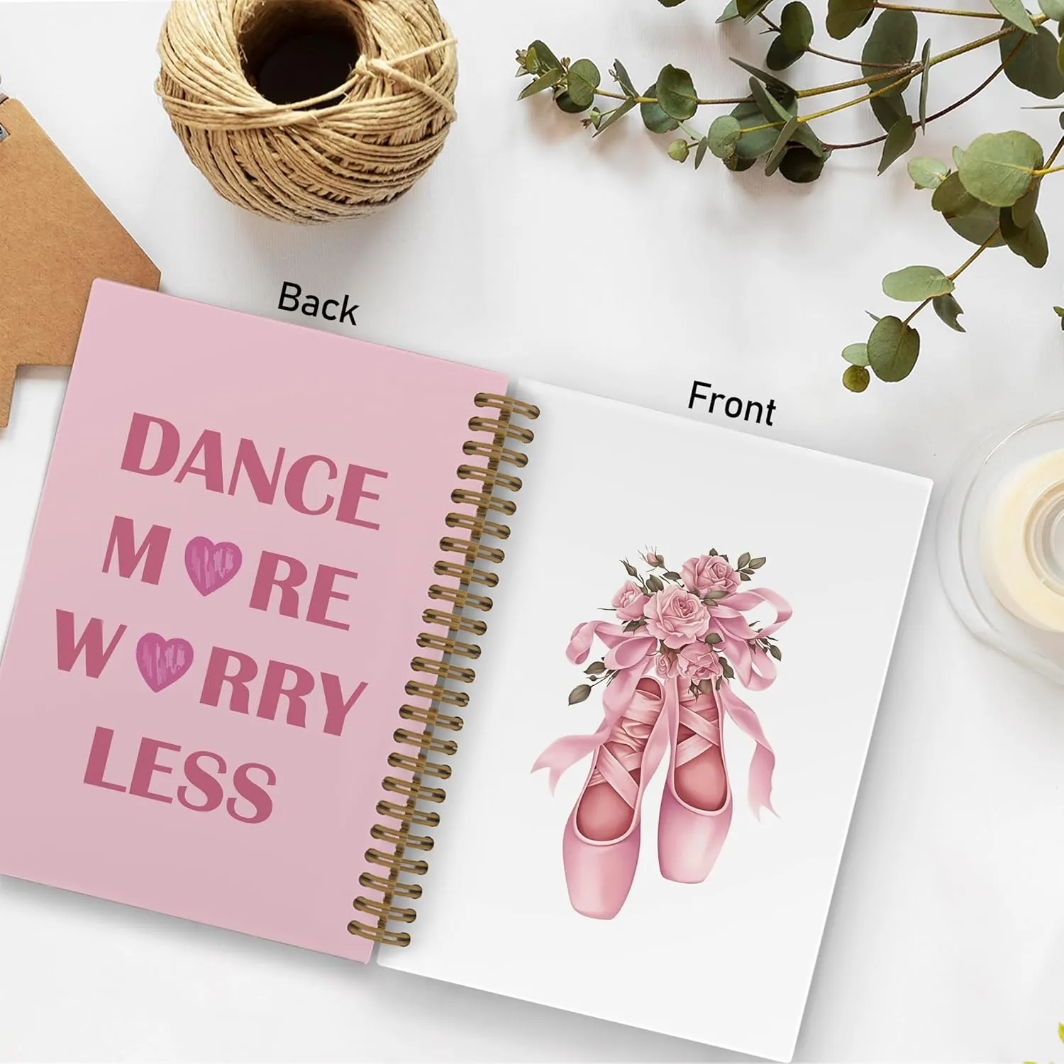 Coquette Pink Bow Ballet Dance Spiral Notebook, Dancer Teacher Gifts Journal Notebook, Inspirational Ballet Gifts Notebooks for School Work, Dancing Office Supplies Gifts for Girls Women, 5.5x8.3 Inch