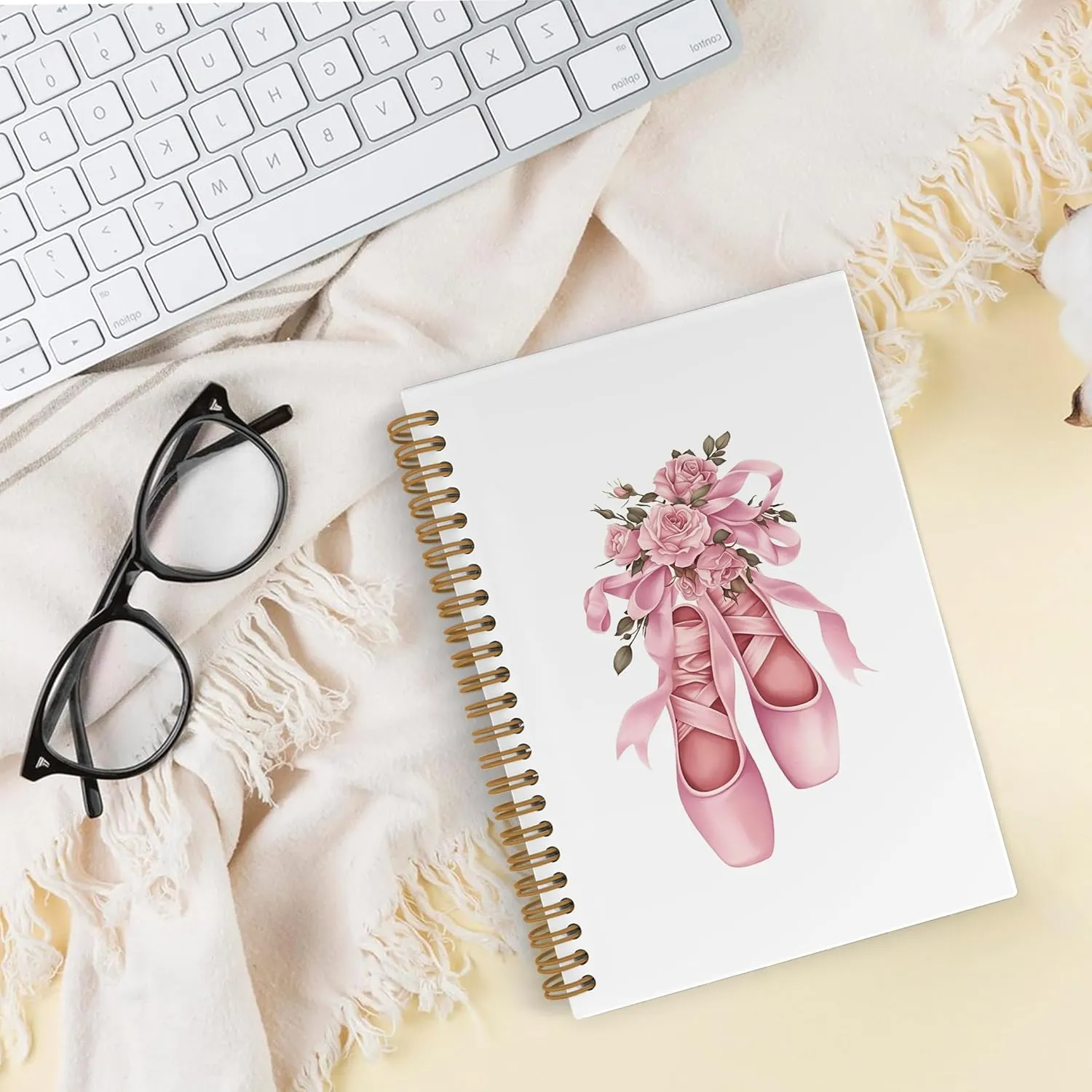 Coquette Pink Bow Ballet Dance Spiral Notebook, Dancer Teacher Gifts Journal Notebook, Inspirational Ballet Gifts Notebooks for School Work, Dancing Office Supplies Gifts for Girls Women, 5.5x8.3 Inch