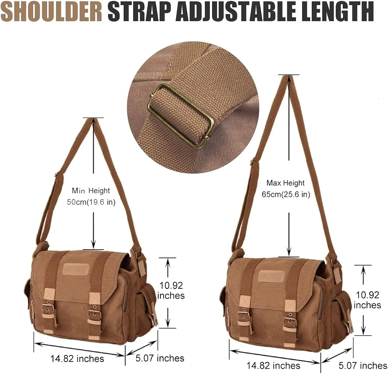 Cwatcun Camera Case Canvas Shoulder Bag with detachable insert Case Shockproof Camera Messenger Bag for Canon Sony Nikon DSLR/SLR, Mirrorless Camera Bag with Tripod Holder for Men Women (Color:Brown)