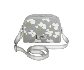 Earth Squared - Robin Cross Body Bag - Spring Blossom Canvas - Grey & Green - 22x18x6cms