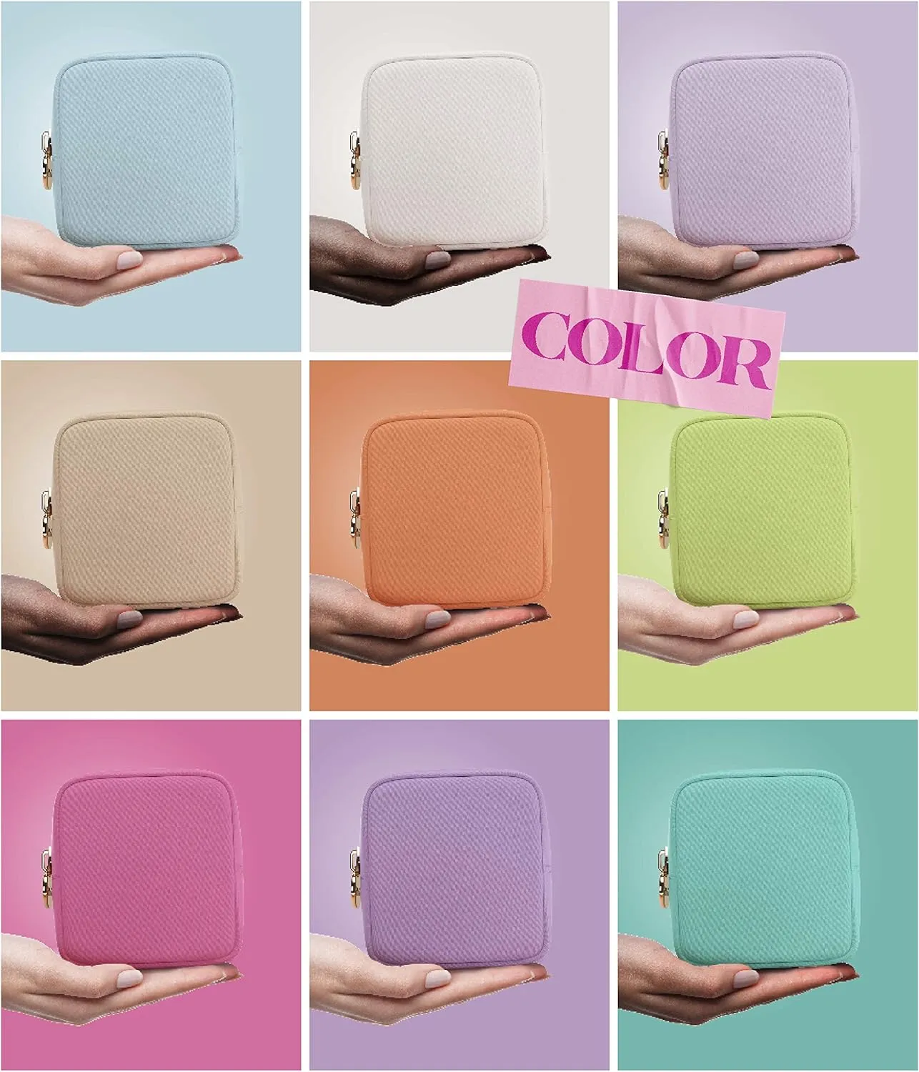 Embla Makeup Bag Travel Cosmetics Pouch and Toiletry Bag, Nylon Zipper Pouch Purse, Cute Make Up Organizer Storage Tote for Women Girls, Waterproof Travel Skincare Case, Small Makeup Bags, Chocolate