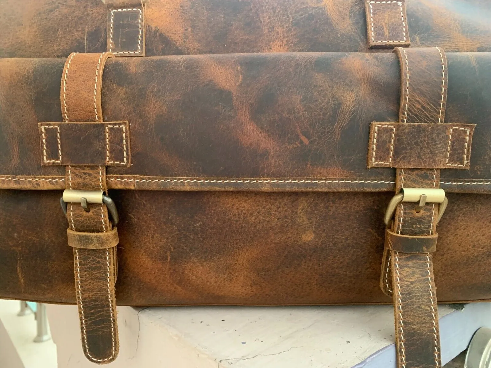 Exotic Brown Leather Weekender Bag