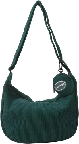 eYLun Women Corduroy Crossbody Bag Small Tote Bag Shoulder Handbag Adjustable Mini Crescent Bags