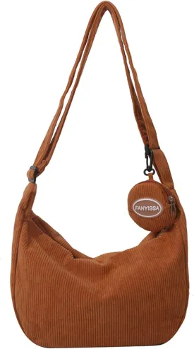 eYLun Women Corduroy Crossbody Bag Small Tote Bag Shoulder Handbag Adjustable Mini Crescent Bags
