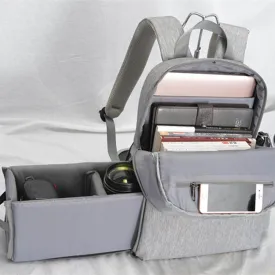 FASHION STYLE CANVAS DSLR CAMERA BACKPACK LIGHT GREY RUCKSACK WATERPROOF FOR SONY CANON NIKON OLYMPUS