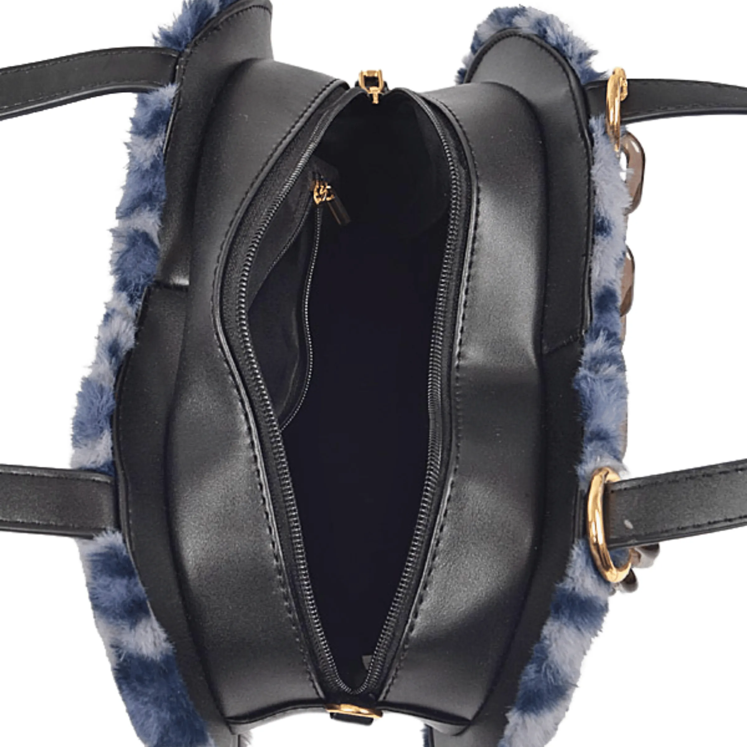 Fuzzy Leopard Oversized Heart Shoulder Bag