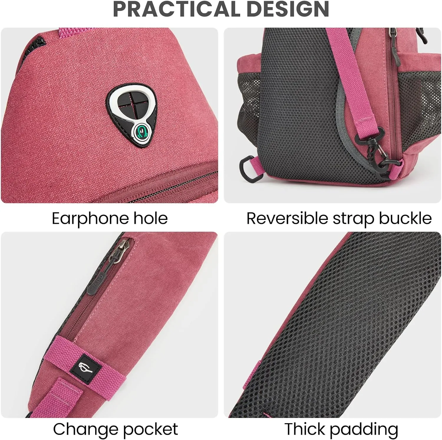 G4Free Canvas Sling Bag Crossbody Backpack with USB Charging Port & RFID Blocking, Hiking Daypack Chest Bag for Women Men