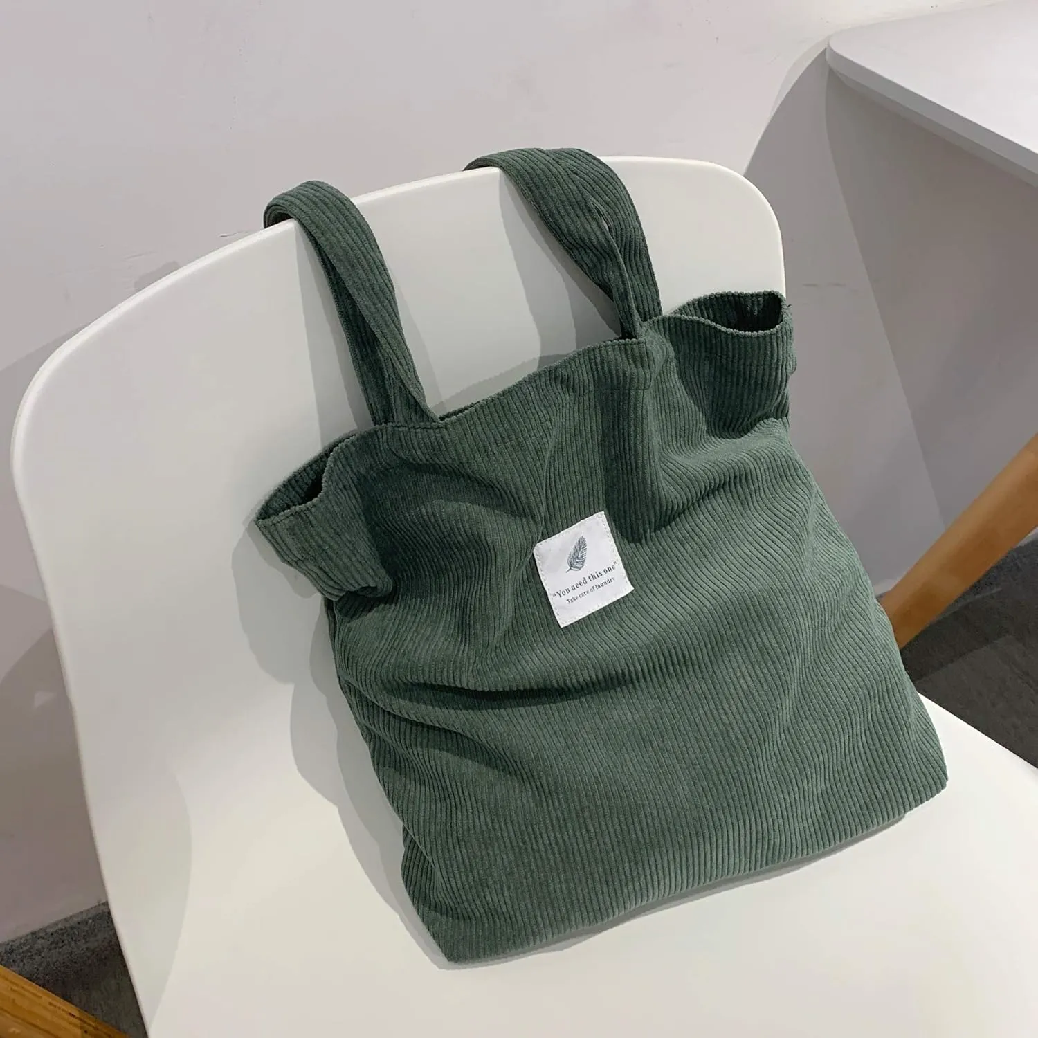 Geerta Corduroy Bag Corduroy Tote Bag with Zipper Pockets Shoulder Bag