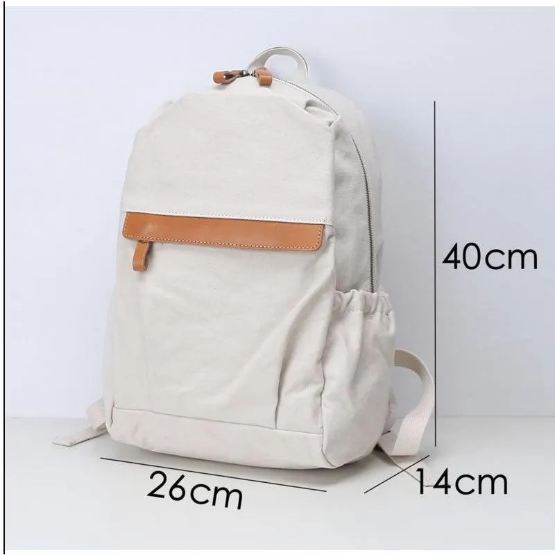 Genuine Leather And Canvas Backpack/Laptop Bag Yu-888790