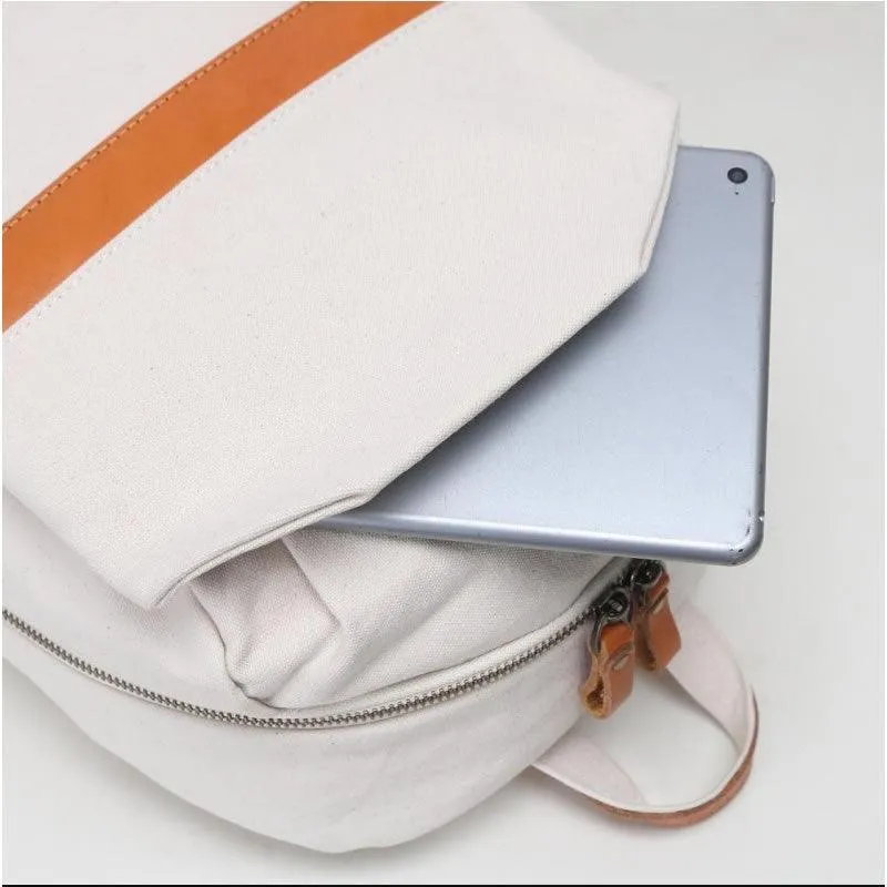 Genuine Leather And Canvas Backpack/Laptop Bag Yu-888790