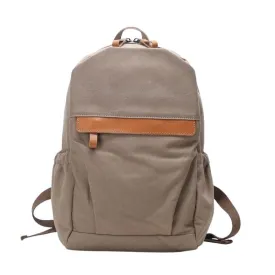 Genuine Leather And Canvas Backpack/Laptop Bag Yu-888790