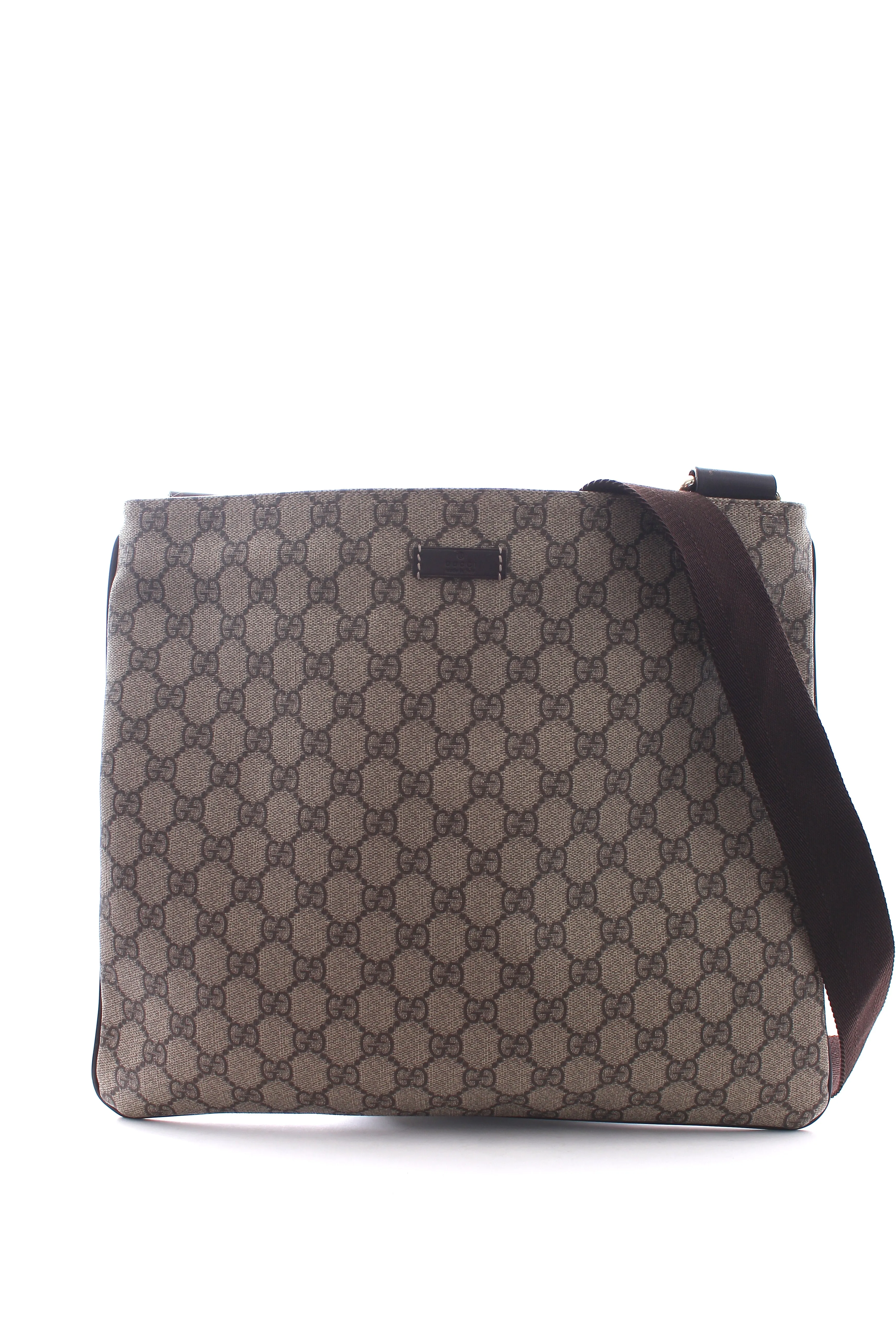 Gucci GG Supreme Leather-Trimmed Messenger Bag