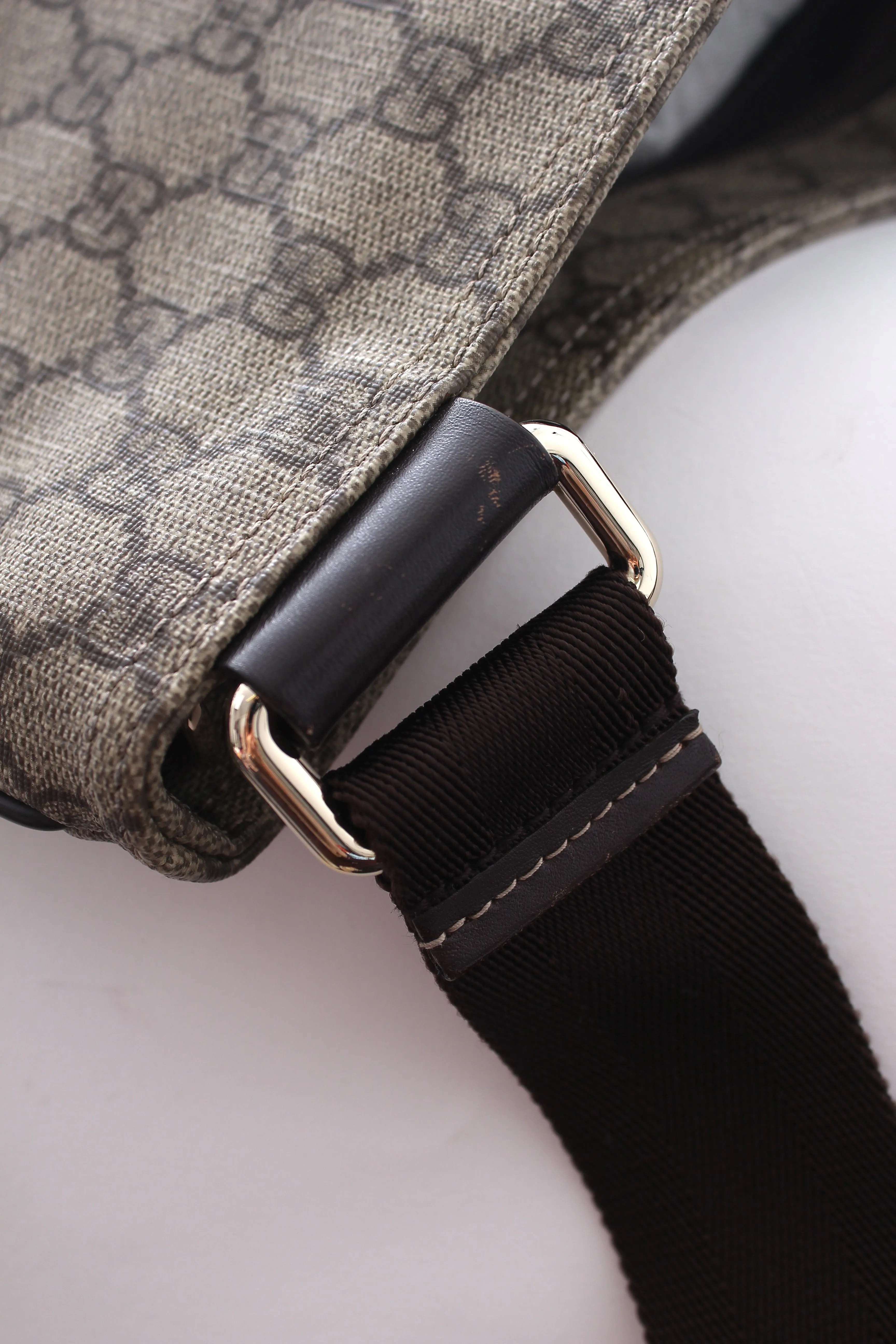Gucci GG Supreme Leather-Trimmed Messenger Bag