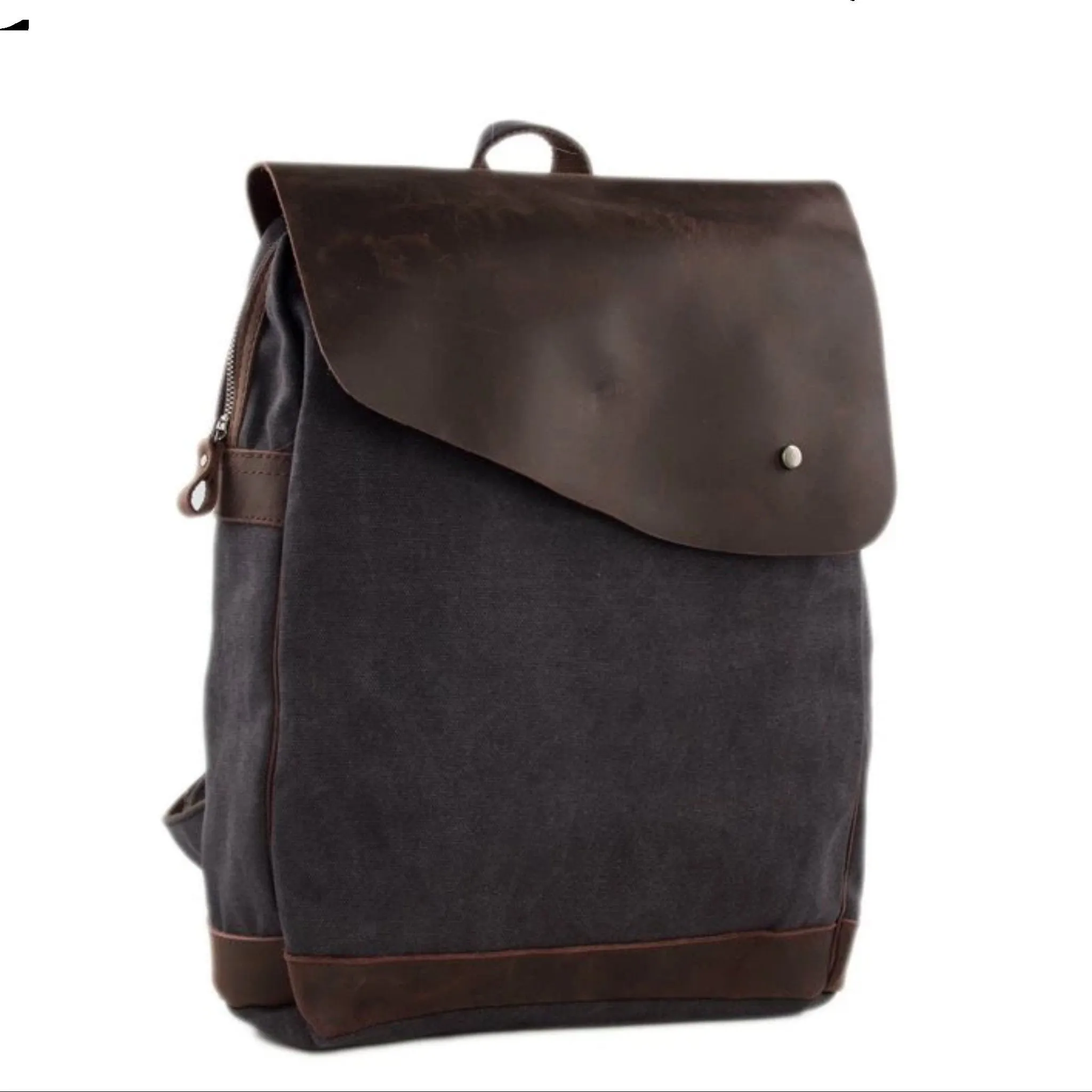 Handmade Canvas with Leather School Backpack