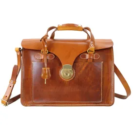 Italian Genuine leather Vintage Briefcase,Men's Shoulder Crossbody Briefcase Laptop Bag,14.4in Length-i7bags